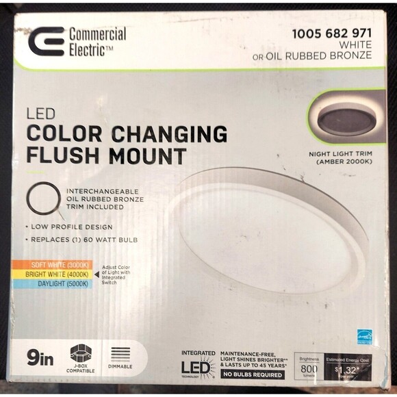 Commercial Electric 9” LED Color Changing Flush Mount Light 1005 682 971 - Picture 2 of 13